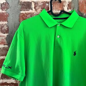 RLX Ralph Lauren Mens Lime Green Polo Shirt L 21x28